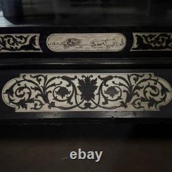 Bibliothèque XIXe Napoléon III incrustée de marqueterie décor d'arabesques L9500