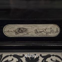 Bibliothèque XIXe Napoléon III incrustée de marqueterie décor d'arabesques L9500