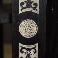 Bibliothèque XIXe Napoléon III incrustée de marqueterie décor d'arabesques L9500