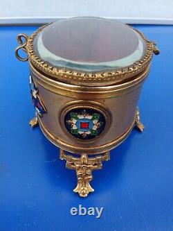 Boîte A Bijoux En Bronze Doré Cloisonné Et Verre Biseauté XIXe Napoléon III