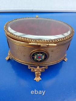 Boîte A Bijoux En Bronze Doré Cloisonné Et Verre Biseauté XIXe Napoléon III