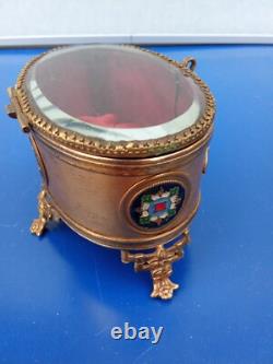 Boîte A Bijoux En Bronze Doré Cloisonné Et Verre Biseauté XIXe Napoléon III