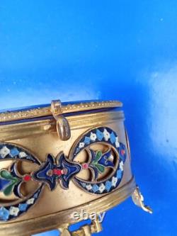 Boîte A Bijoux En Bronze Doré Cloisonné Et Verre Biseauté XIXe Napoléon III