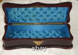 Boite A Eventail & Gants En Cuir De Style Napoleon III XIX Interieur Soie Bleue