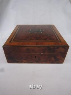 Boite Coffret bijoux Napoléon III Marqueterie Bois Précieux XIXe