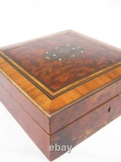 Boite Coffret bijoux Napoléon III Marqueterie Bois Précieux XIXe