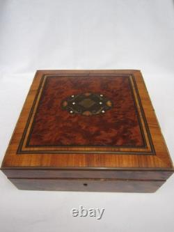 Boite Coffret bijoux Napoléon III Marqueterie Bois Précieux XIXe