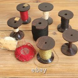 Boite à Couture Napoléon III en Marqueterie + Bobines Fil et Mètre en Nacre XIXe