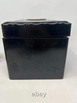 Boite a Thé Bois Noirci & Porcelaine Peinte Napoléon III XIX EME Antique Box