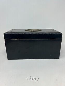 Boite a Thé Bois Noirci & Porcelaine Peinte Napoléon III XIX EME Antique Box