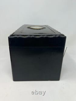 Boite a Thé Bois Noirci & Porcelaine Peinte Napoléon III XIX EME Antique Box