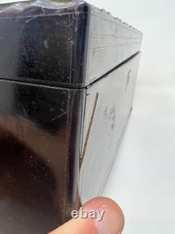 Boite a Thé Bois Noirci & Porcelaine Peinte Napoléon III XIX EME Antique Box