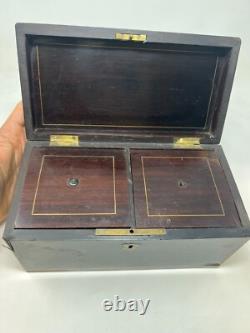 Boite a Thé Bois Noirci & Porcelaine Peinte Napoléon III XIX EME Antique Box
