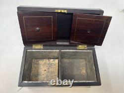 Boite a Thé Bois Noirci & Porcelaine Peinte Napoléon III XIX EME Antique Box