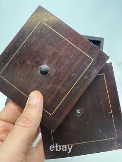 Boite a Thé Bois Noirci & Porcelaine Peinte Napoléon III XIX EME Antique Box