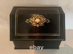 Boite a courrier Napoléon III en bois noir et marquèterie XIX siècle