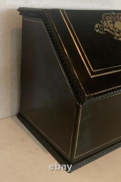 Boite a courrier Napoléon III en bois noir et marquèterie XIX siècle