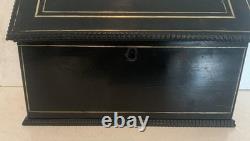 Boite a courrier Napoléon III en bois noir et marquèterie XIX siècle