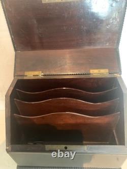 Boite a courrier Napoléon III en bois noir et marquèterie XIX siècle