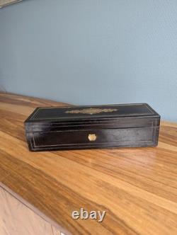 Boîte à gants Napoléon III marqueterie laiton nacre monogramme XIXe