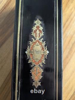Boîte à gants Napoléon III marqueterie laiton nacre monogramme XIXe