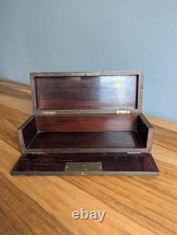 Boîte à gants Napoléon III poirier noirci monogramme CP laiton XIXe