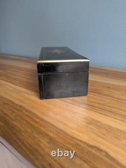 Boîte à gants Napoléon III poirier noirci monogramme CP laiton XIXe