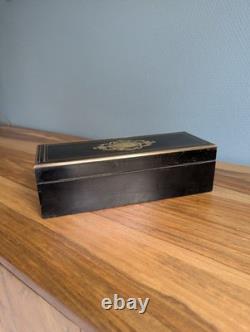 Boîte à gants Napoléon III poirier noirci monogramme CP laiton XIXe