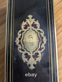 Boîte à gants Napoléon III poirier noirci monogramme CP laiton XIXe