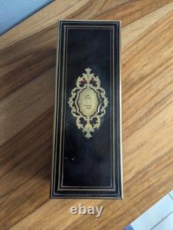 Boîte à gants Napoléon III poirier noirci monogramme CP laiton XIXe