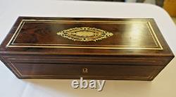 Boite a gants XIX Napoleon III palissandre et marqueterie de laiton