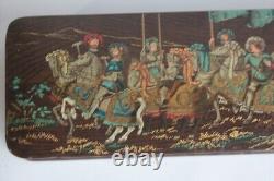 Boite à gants bois laqué Chevaliers XIXe siècle Napoléon III (66843)