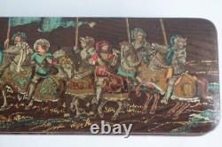 Boite à gants bois laqué Chevaliers XIXe siècle Napoléon III (66843)