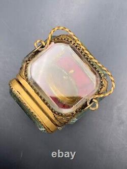 Boîte à montre de gousset Napoléon III fin XIXe verre & laiton doré