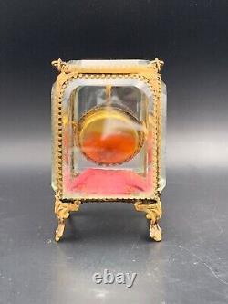 Boîte à montre de gousset Napoléon III fin XIXe verre & laiton doré