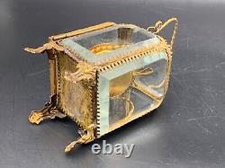 Boîte à montre de gousset Napoléon III fin XIXe verre & laiton doré