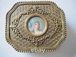 Boîte bronze ancienne XIX ou XX eme siecle coffret bijoux avec miniature