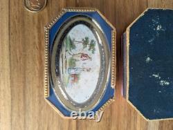 Boite dragees carton XIXe scene galante miniature Napoleon III