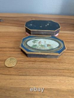 Boite dragees carton XIXe scene galante miniature Napoleon III