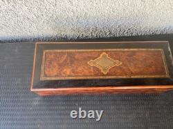 Boîte marqueterie ronce noyer bois noirci laiton Napoléon III XIXè