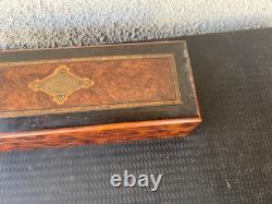 Boîte marqueterie ronce noyer bois noirci laiton Napoléon III XIXè