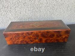 Boîte marqueterie ronce noyer bois noirci laiton Napoléon III XIXè