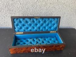 Boîte marqueterie ronce noyer bois noirci laiton Napoléon III XIXè