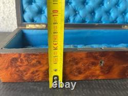 Boîte marqueterie ronce noyer bois noirci laiton Napoléon III XIXè