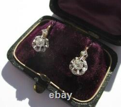 Boucles doreilles dormeuses ancien XIXe diamants Or 18 carats gold 750 3,8g