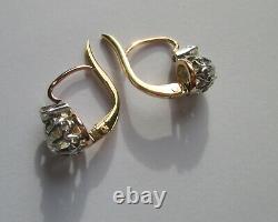 Boucles doreilles dormeuses ancien XIXe diamants Or 18 carats gold 750 3,8g