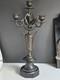 Bougeoir Chandelier Xix Napoleon Iii Bronze Marbre Noir Pied Douche Candelabre