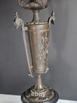 Bougeoir Chandelier XIX Napoleon III bronze Marbre Noir Pied Douche Candelabre