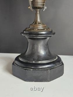 Bougeoir Chandelier XIX Napoleon III bronze Marbre Noir Pied Douche Candelabre
