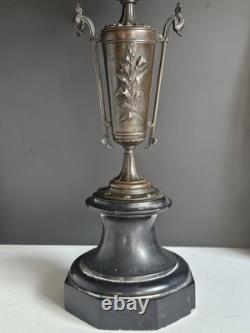 Bougeoir Chandelier XIX Napoleon III bronze Marbre Noir Pied Douche Candelabre